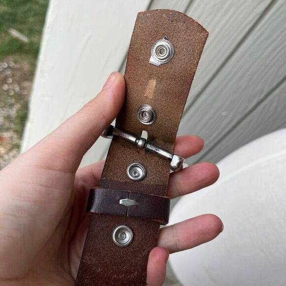 Vintage Studded Leather Belt XL – Floral Embossed Full Grain w/ Interchangeable